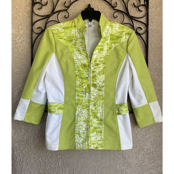 St. John Sport jacket - size small - lime green/white - Picture 1 of 10